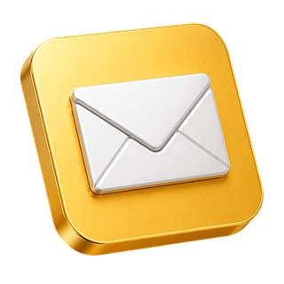 Icono 3D de un sobre de correo como elemento decorativo en la página de contacto